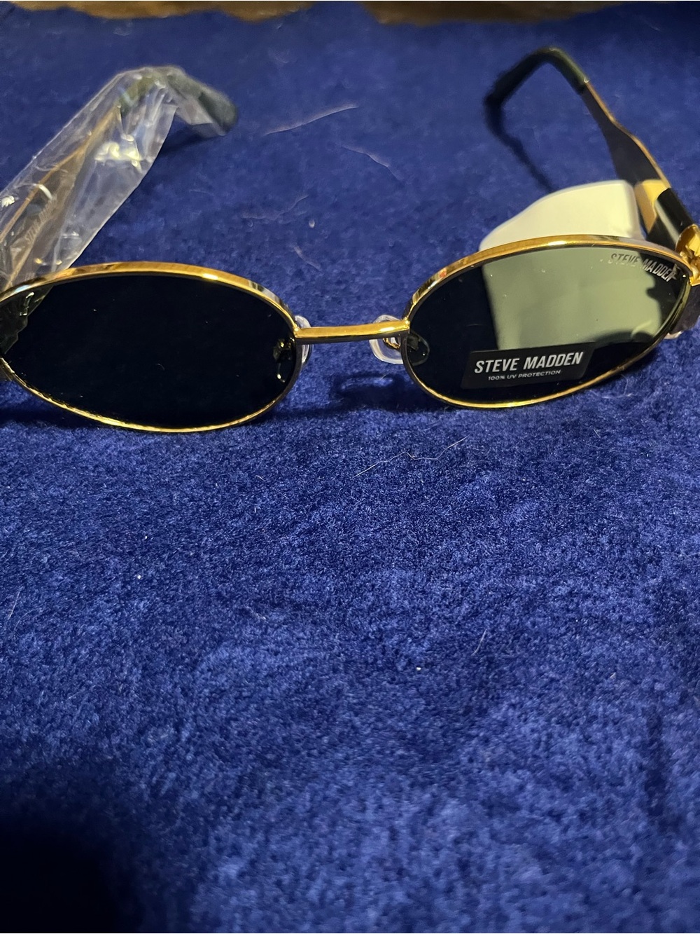 Steve Madden Gold Frame Black Lens Oval Sunglasses